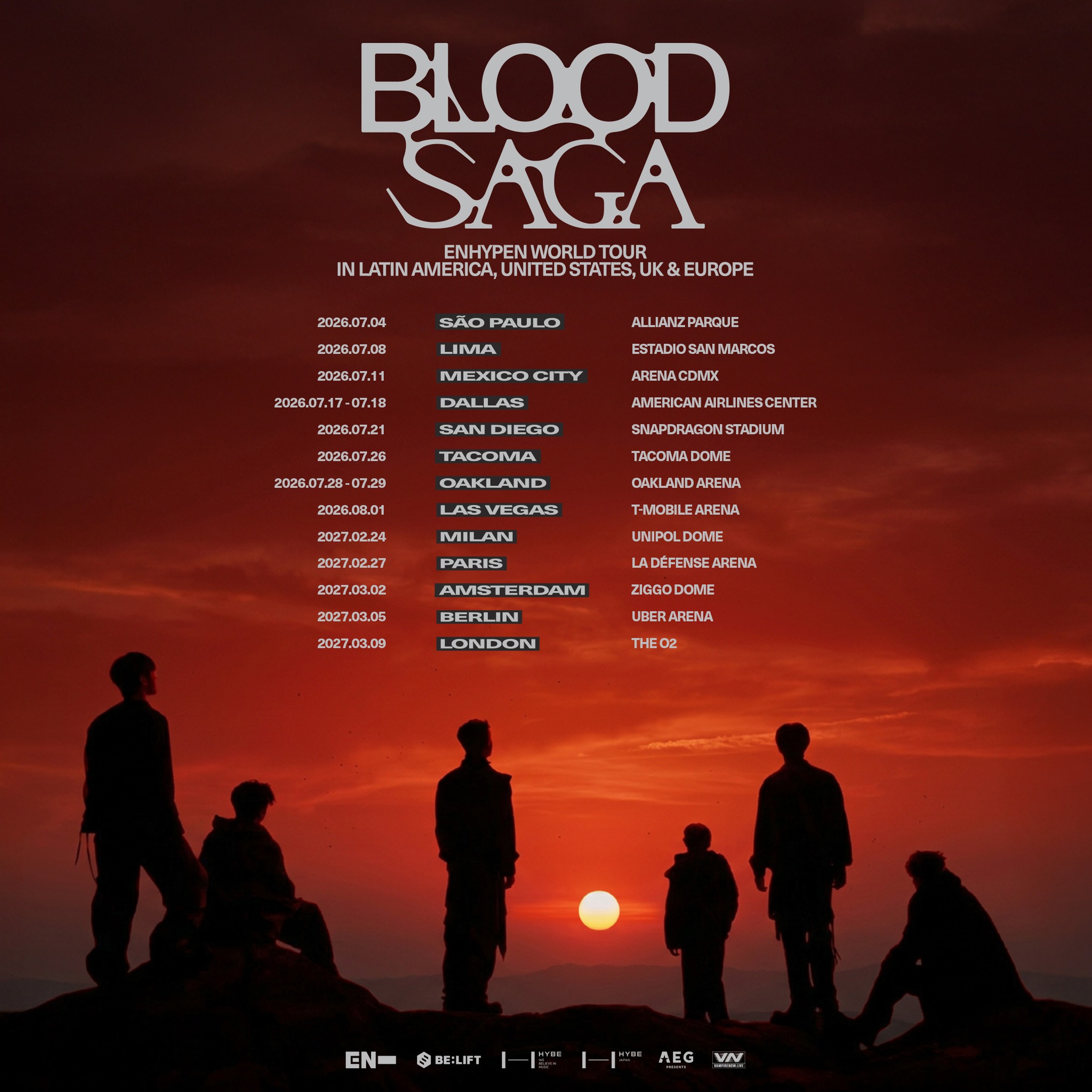 ENHYPEN BLOOD SAGA TOUR Poster 2026–2027